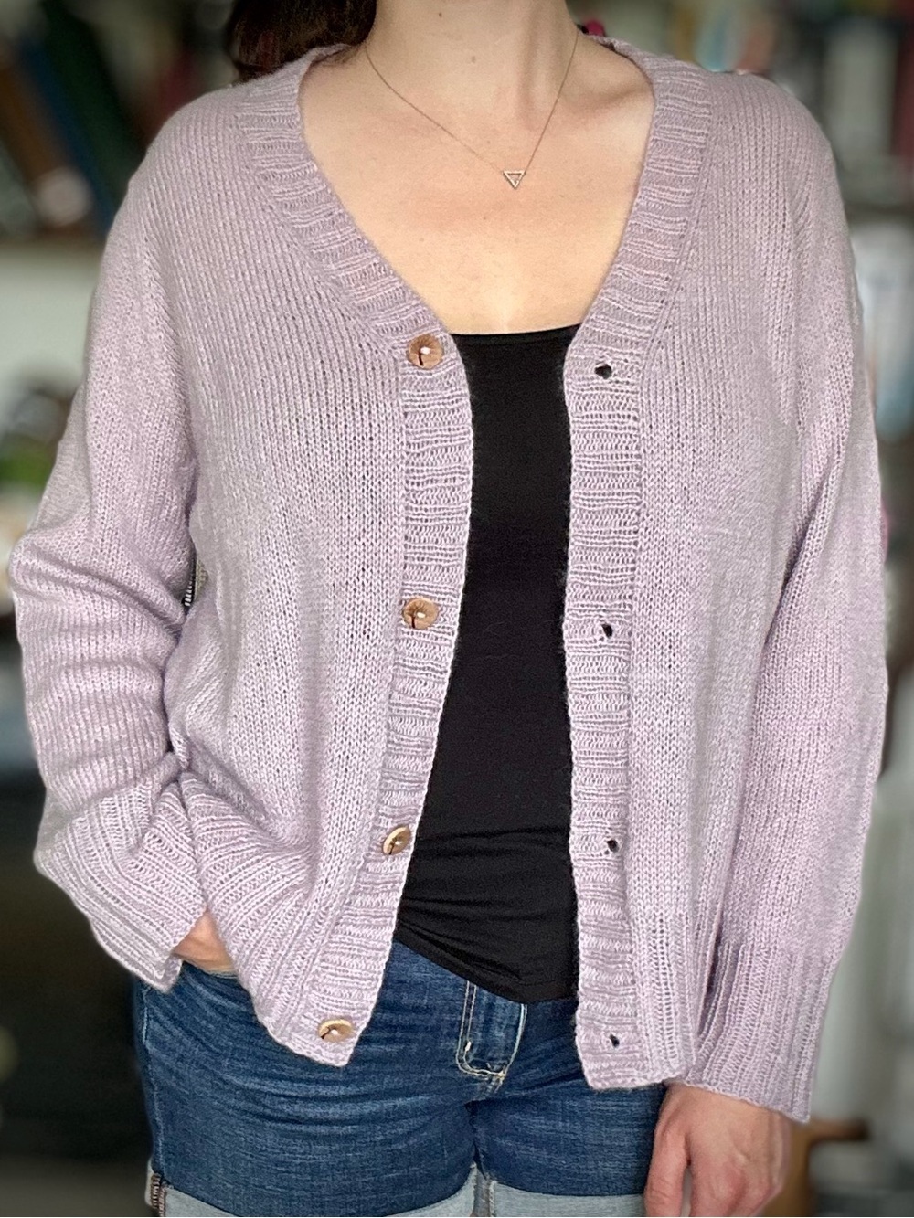 Hand Knit V-Neck Button up Women's Cardigan Sweater, made with 100% cashmere
